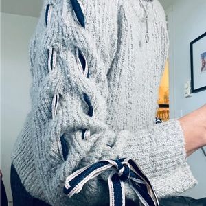 Boho Litz lace ribbon sweater